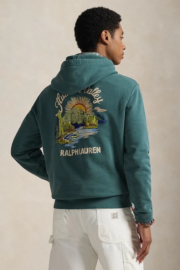 Βαμβακερή μπλούζα Polo Ralph Lauren στάμπα πράσινο 710P04880