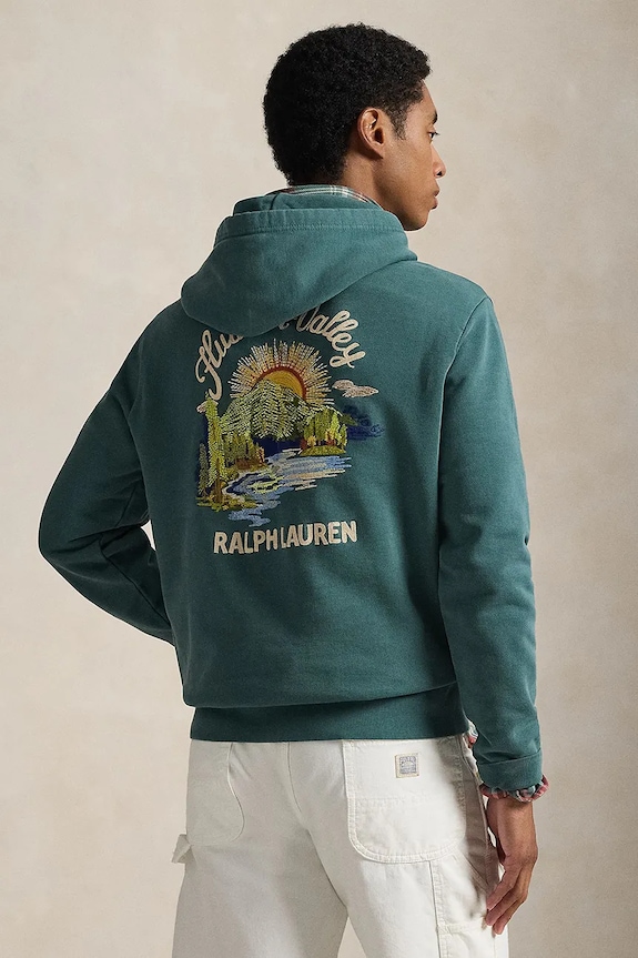 Βαμβακερή μπλούζα Polo Ralph Lauren στάμπα πράσινο 710P04880