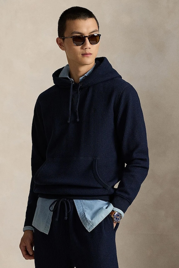 Dukserica Polo Ralph Lauren s kapuljačom mornarsko plava 710P04755