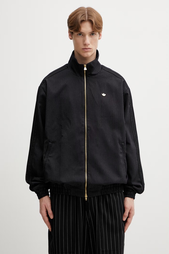 Rozepínací mikina adidas Originals Firebird TT bez kapuce černá KC9051