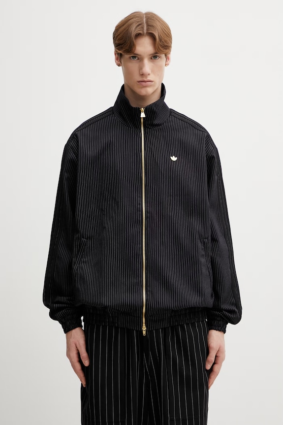 Rozepínací mikina adidas Originals Firebird TT bez kapuce černá KC9051