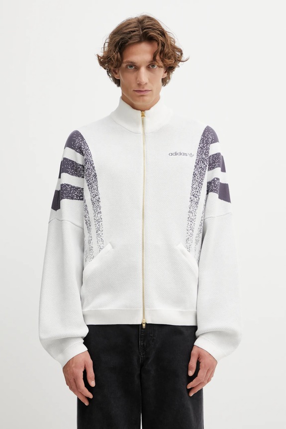 Πλεκτή ζακέτα adidas Originals Santiago Jacket εμπριμέ λευκό KC9087