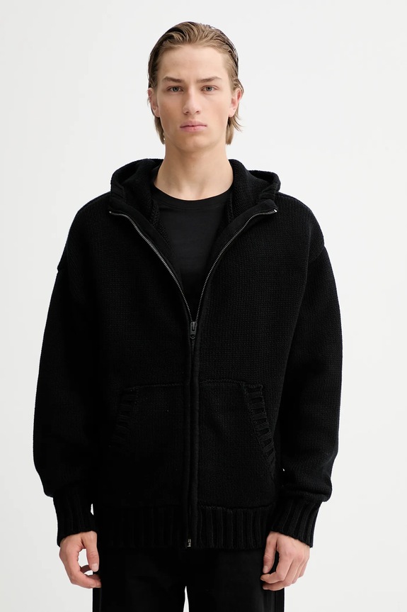 G-Star cardigan din bumbac Heavy full zip hdd uni negru D27113.D631