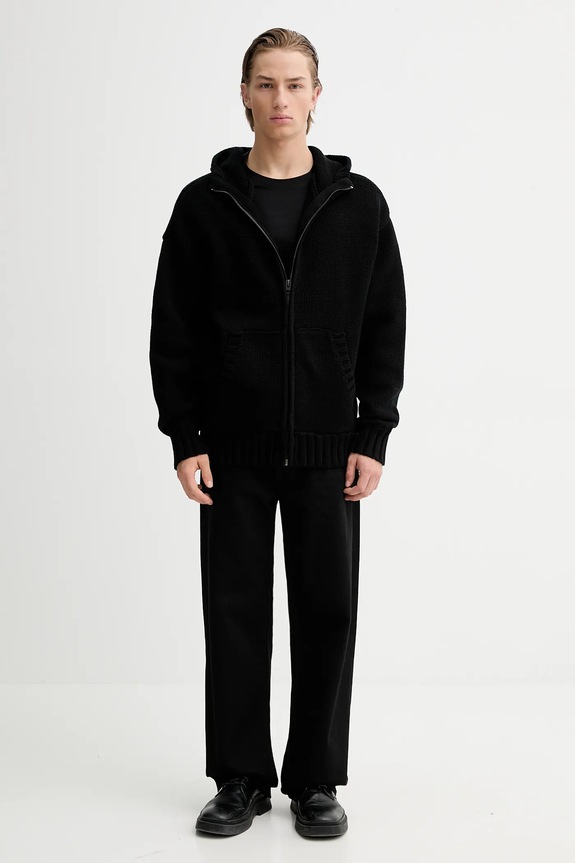G-Star cardigan din bumbac Heavy full zip hdd D27113.D631 negru SS26
