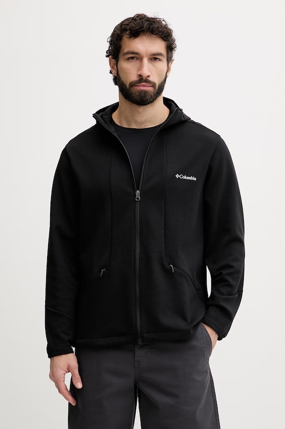 Columbia Ανδρική μπλούζα με κουκούλα και κουμπιά Tech Spacer μαύρο 2157491