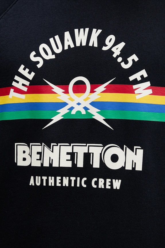 Памучен суичър United Colors of Benetton x Stranger Things 38JZU10B9 тъмносин