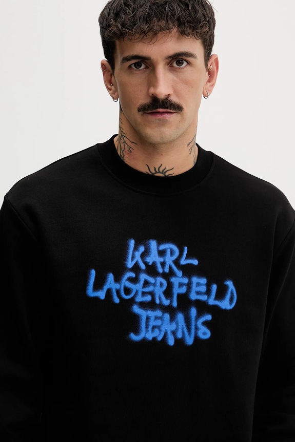 Βαμβακερή μπλούζα Karl Lagerfeld Jeans μαύρο B1M20051