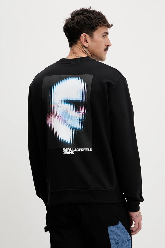 Βαμβακερή μπλούζα Karl Lagerfeld Jeans χωρίς κουκούλα μαύρο B1M20052