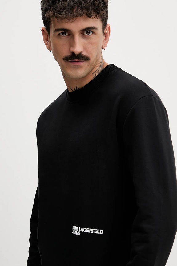 Βαμβακερή μπλούζα Karl Lagerfeld Jeans μαύρο B1M20052