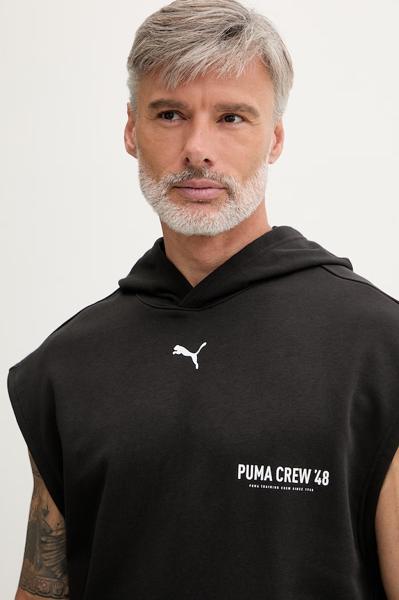 Puma hanorac fără mâneci pentru bărbați, cu bumbac GRAPHICS FRENCH negru 528672