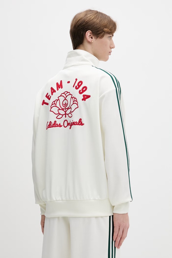 adidas Originals bluza rozpinana męska z bawełną aplikacja beżowy KD6625