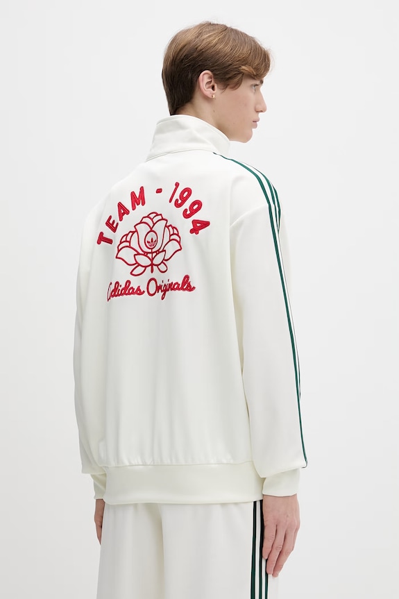 adidas Originals bluza rozpinana męska z bawełną aplikacja beżowy KD6625