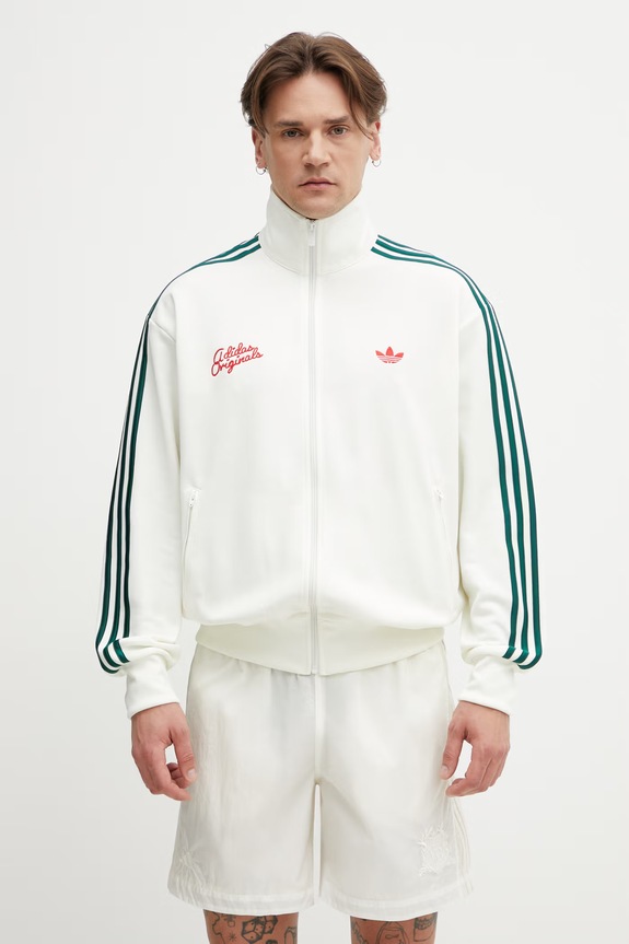 adidas Originals μπλούζα με κουμπιά βαμβακερή ανδρική απλικέ μπεζ KD6625