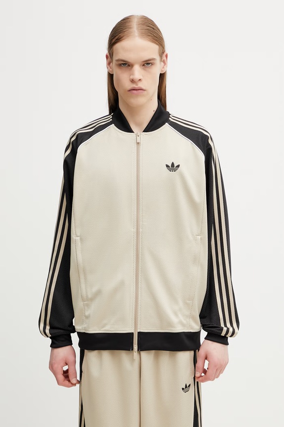 adidas Originals mikina na zips pánska vzorovaný béžová KE0114