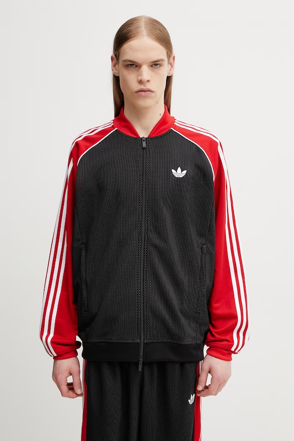 adidas Originals felpa con cerniera da uomo piccola impronta nero KE0115