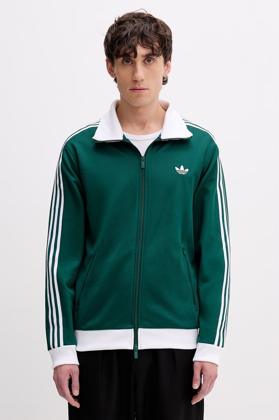 adidas Originals dukserica na zakopčavanje za muškarce s pamukom zelena KE1666