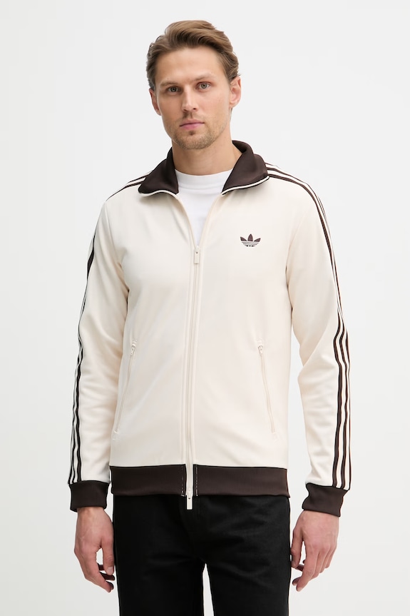 adidas Originals mikina na zips pánska bavlnená béžová KQ9491