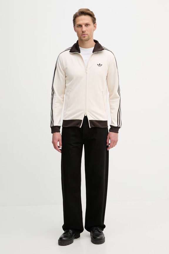 adidas Originals mikina na zips pánska bavlnená KQ9491 béžová SS26