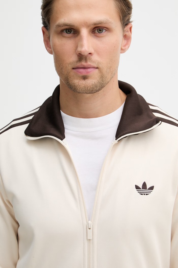adidas Originals mikina na zips pánska bavlnená béžová KQ9491