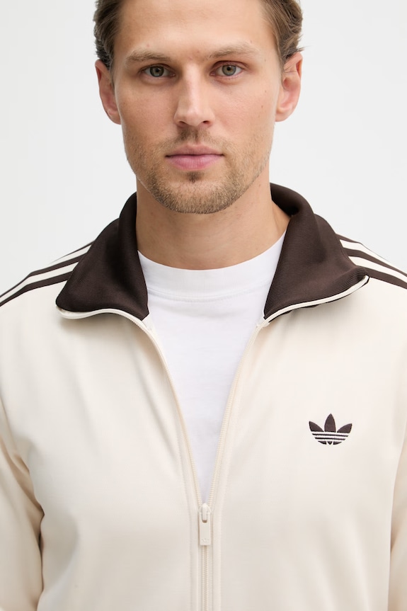 adidas Originals mikina na zips pánska bavlnená béžová KQ9491