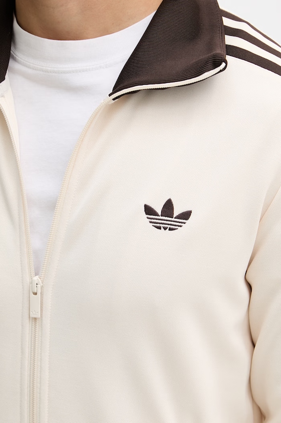 adidas Originals mikina na zips pánska bavlnená KQ9491 béžová