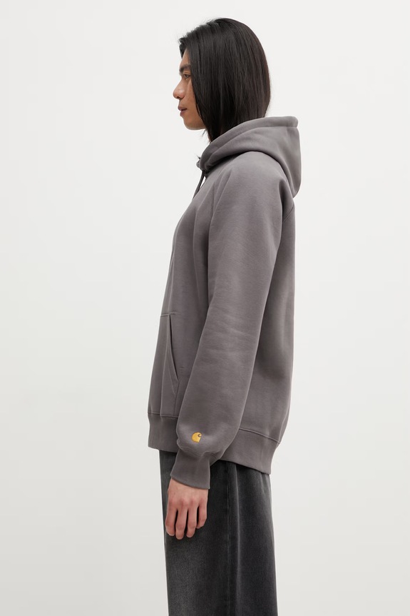 Carhartt WIP Hooded Chase Sweat bluza z kapturem z bawełną męska I033661.3H5XX szary SS26