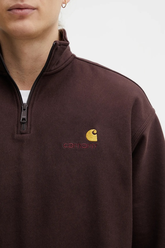 Carhartt WIP bluză Half Zip American Script Sweat maro I027014.33HXX