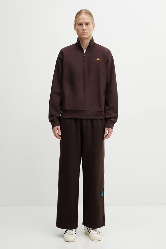 Carhartt WIP bluză Half Zip American Script Sweat I027014.33HXX maro