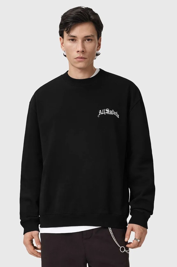 AllSaints bluza bawełniana DESCENT nadruk czarny M032ND