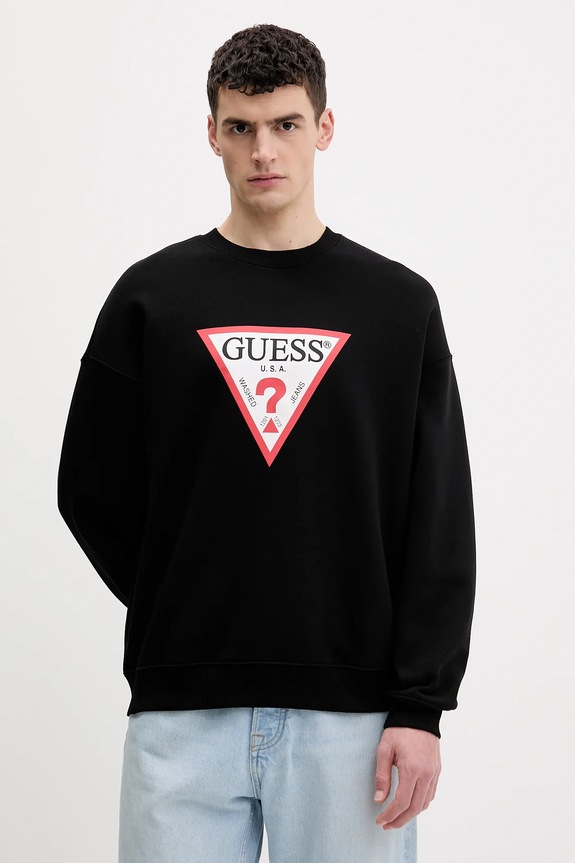 Pulover Guess Jeans Potisk črna M4YQ21.K9V31