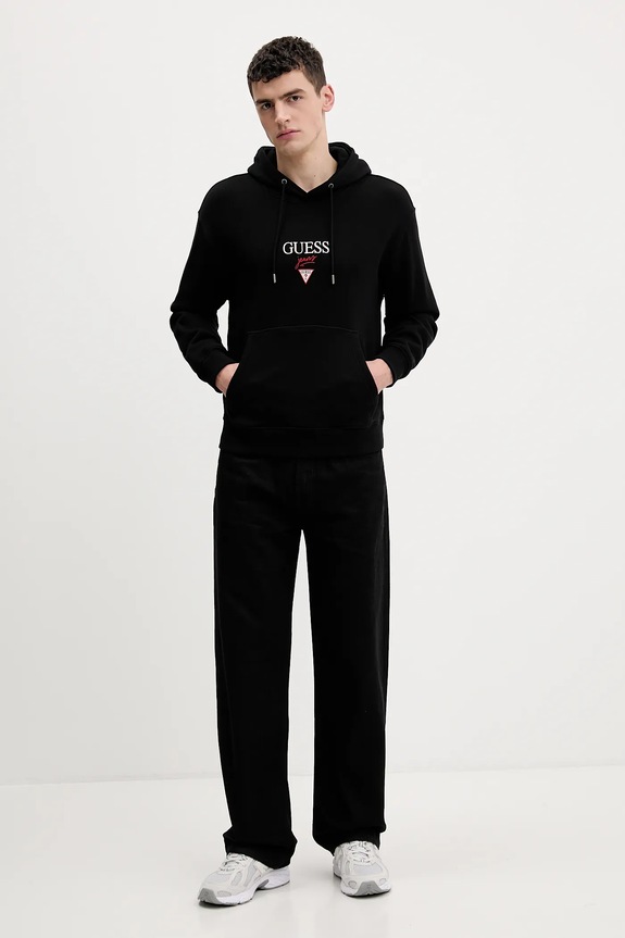 Guess Jeans pamut melegítőfelső M6RQ26.KCPR1 fekete SS26