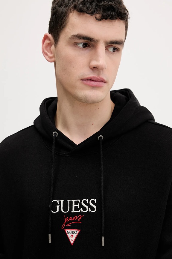 Guess Jeans pamut melegítőfelső fekete M6RQ26.KCPR1