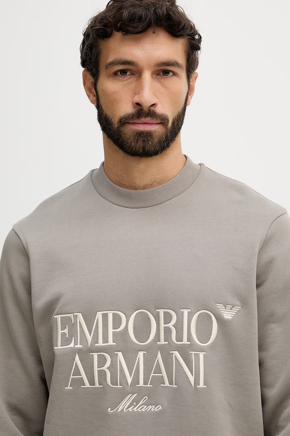 Bombažen pulover Emporio Armani bež EM005198.AF13713