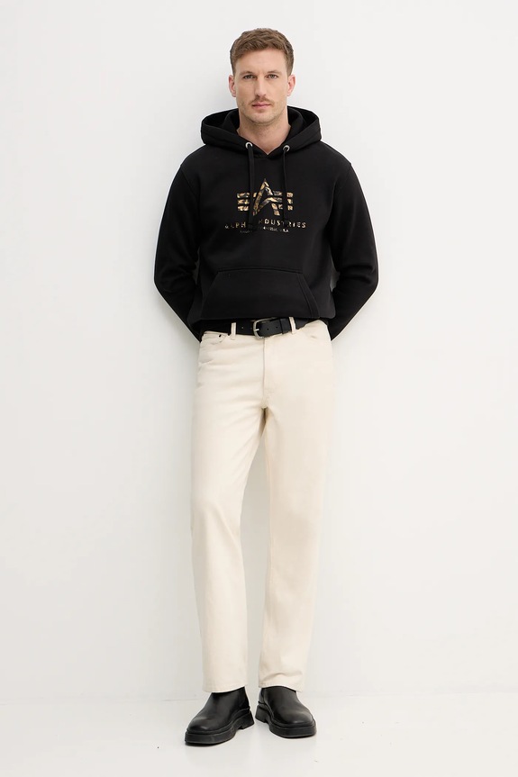 Alpha Industries felső Basic Hoodie BL Effect Print 178312EP fekete SS26