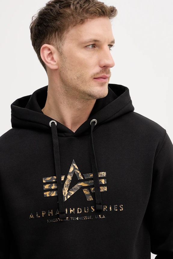 Alpha Industries felső Basic Hoodie BL Effect Print fekete 178312EP