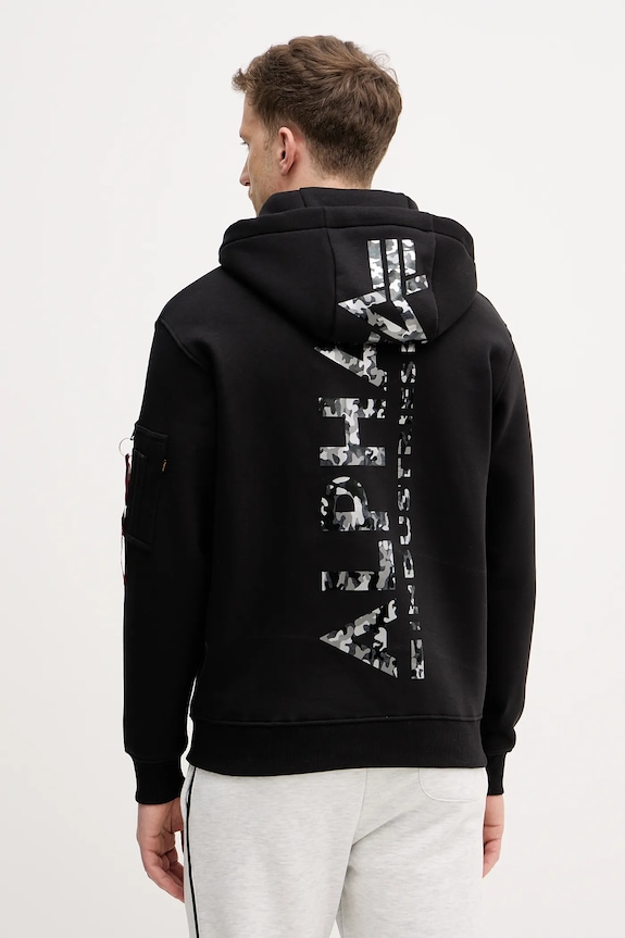 Alpha Industries bluză Backprint Hoodie Mirror Camo imprimeu negru 178318MC