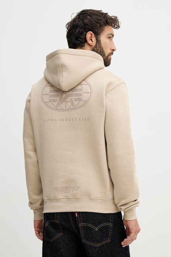 Îmbrăcăminte Alpha Industries bluză World Logo Backprint Hoodie 258337 bej