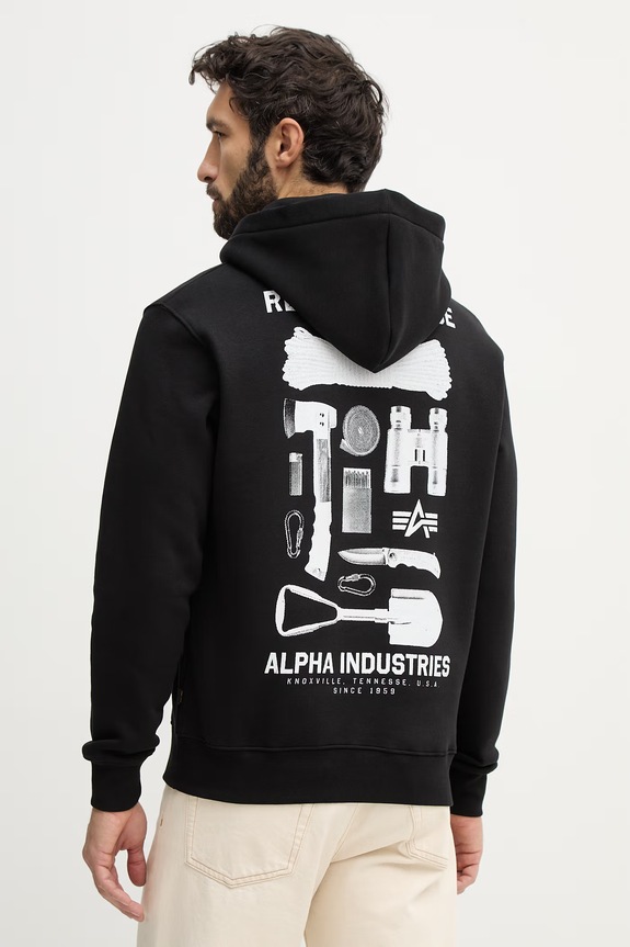 Dukserica Alpha Industries Return To Base Hoodie print crna 266338