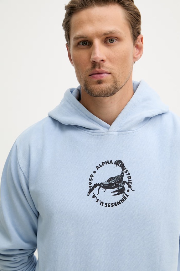 Alpha Industries dukserica za muškarce od pamuka US Scorpion Backprint Hoodie plava 266335
