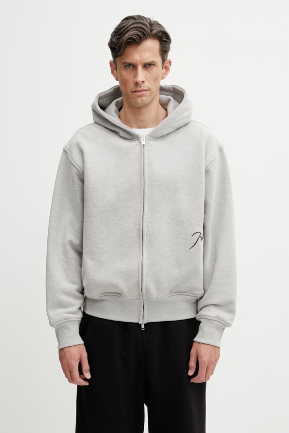 RHUDE Classique Zip Up кофта на блискавці чоловіча з бавовною сірий RHSS26HO01829