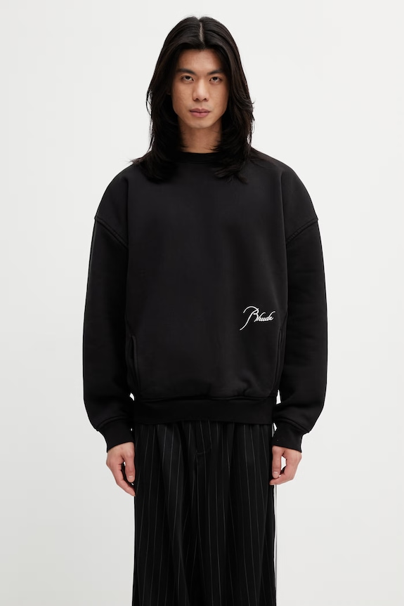RHUDE Classique felpa in cotone da uomo nero RHSS26ST05012