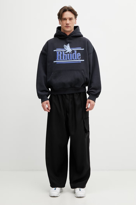 RHUDE Rossa bluza z kapturem bawełniana męska RHSS26HO01012 czarny