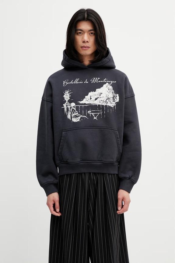 RHUDE Montenegro Morada felpa in cotone da uomo nero RHSS26HO03012
