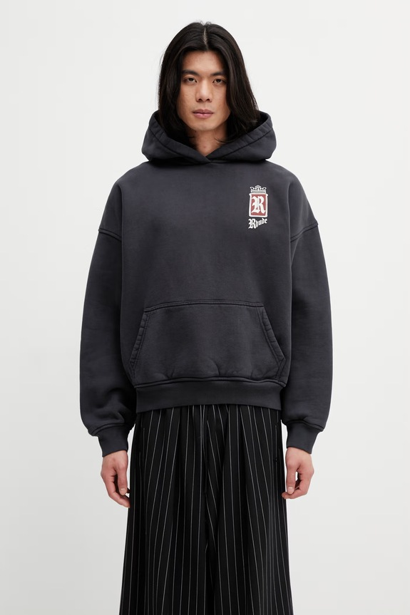 Abbigliamento RHUDE Fumar 91 felpa con cappuccio in cotone da uomo RHSS26HO04012 nero