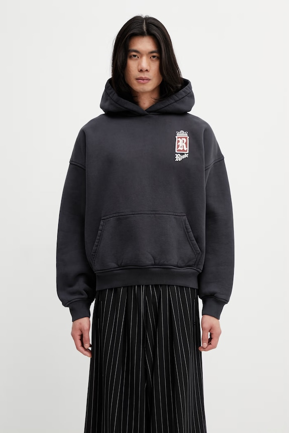 Abbigliamento RHUDE Fumar 91 felpa con cappuccio in cotone da uomo RHSS26HO04012 nero
