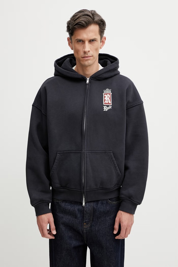 Одяг RHUDE Fumar 91 кофта, яка розстібається бавовняна чоловіча RHSS26HO09012 чорний