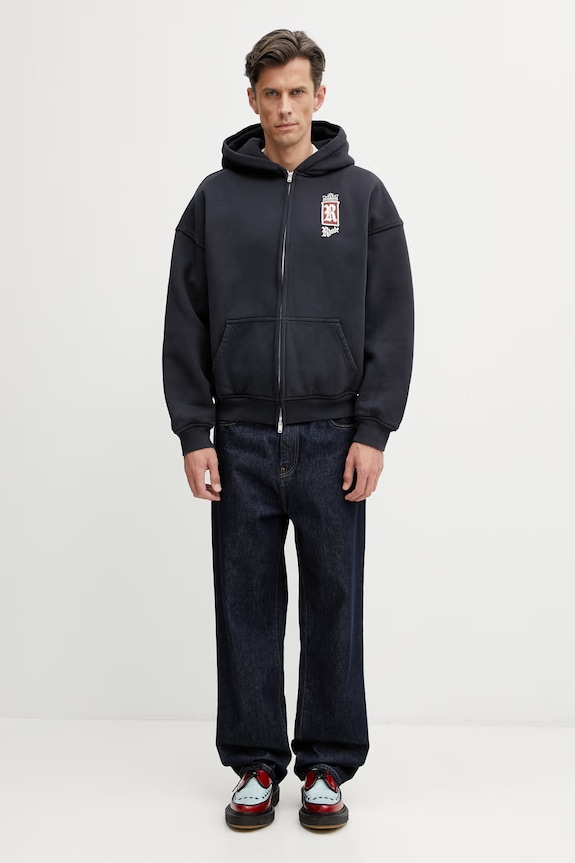 RHUDE Fumar 91 кофта, яка розстібається бавовняна чоловіча RHSS26HO09012 чорний