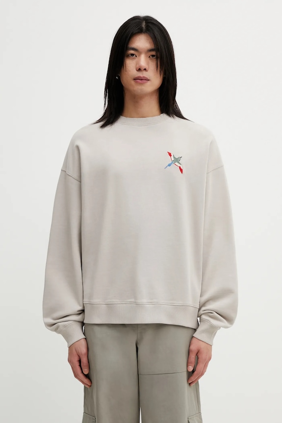 Pamučna dukserica Axel Arigato Micro Bee Bird Sweater bez uzorka bež A3457006