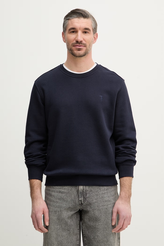 Βαμβακερή μπλούζα Trussardi βαμβάκι σκούρο μπλε G8088000132N