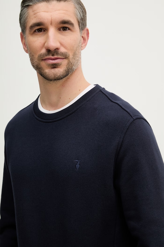 Βαμβακερή μπλούζα Trussardi σκούρο μπλε G8088000132N